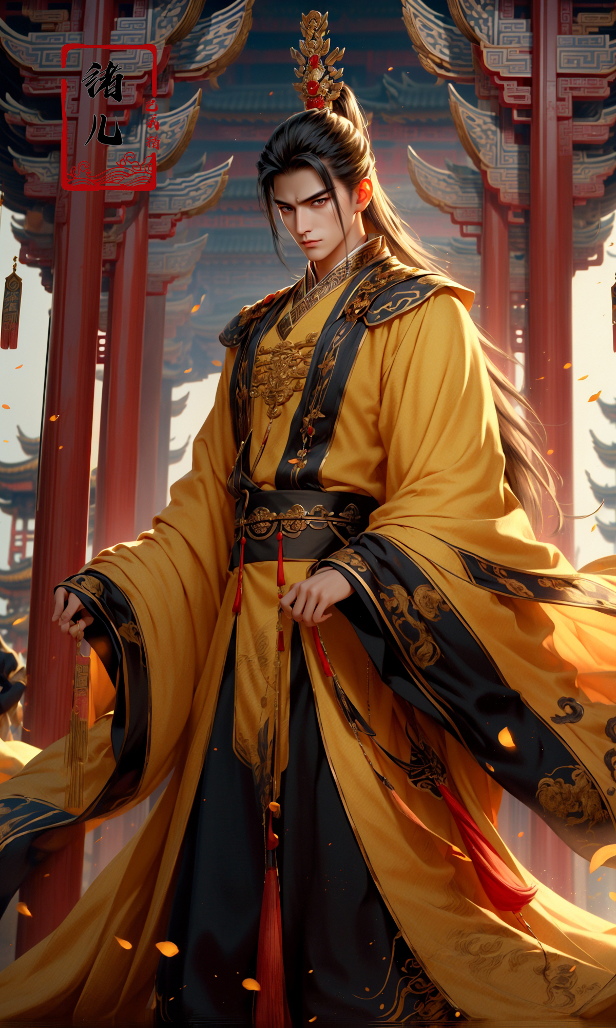 606247209521968571-2248585568-Epic CG masterpiece, A Chinese Tang dynasty emperor,by guopei Wuxia,handsome, MAX Masculinity, straight crown, golden Taoist rob.jpg